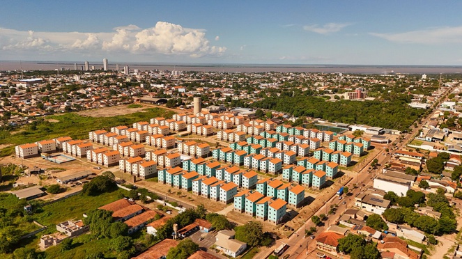 Imagem panorâmica do residencial Moaçara I, em Santarém, Pará.