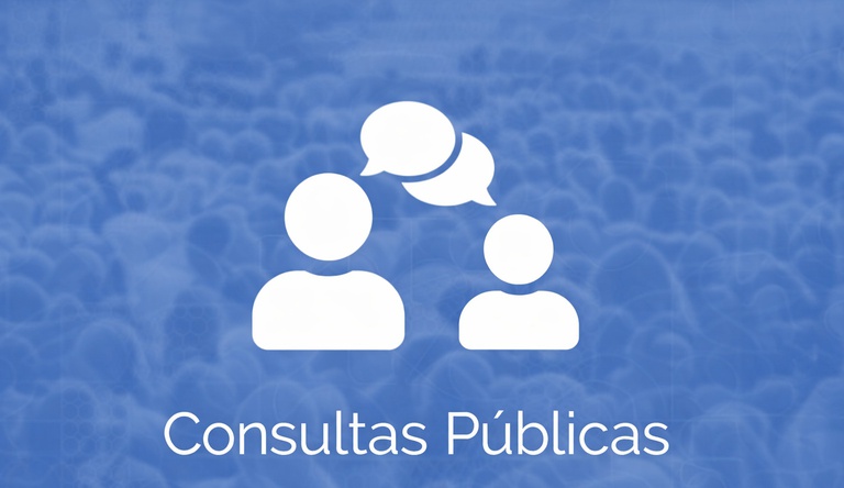 Banner com fundo azul com a frase consultas públicas