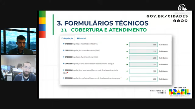  A primeira transmissão foi sobre o módulo de Abastecimento de Água. Crédito: Reprodução/MCID. 