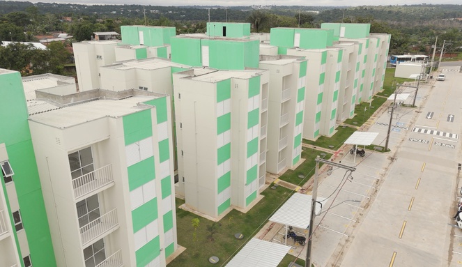 Na imagem foto aérea de conjunto habitacional Morar Melhor