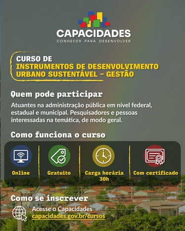 Banner com informações de curso desenvolvimento urbano