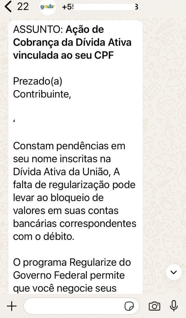 Exemplo de mensagem fraudulenta 4