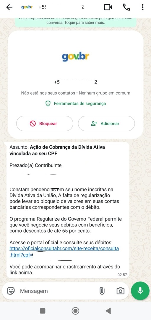 Exemplo de mensagem fraudulenta 6