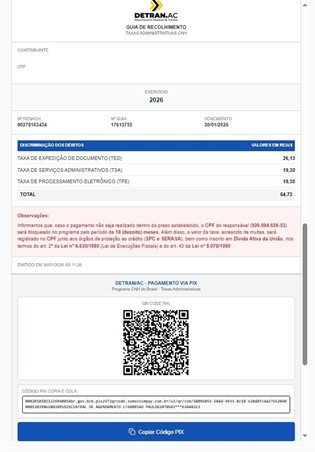 Solicitação de pagamento via PIX