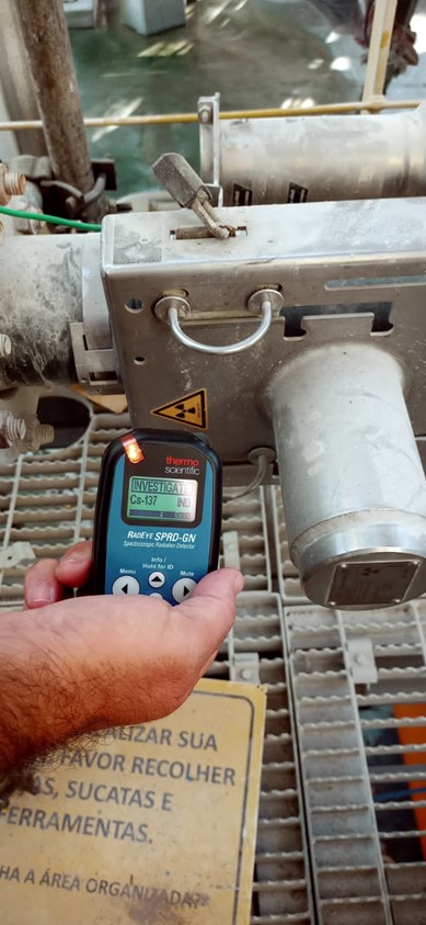 Medidor de densidade que utiliza a fonte de Césio 137 (Foto:CGMI/CNEN)