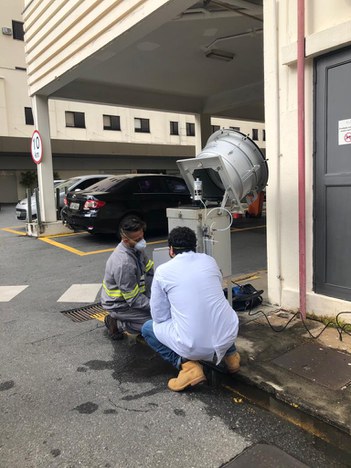 Atividades da pesquisa sobre coronavírus em aerossóis, desenvolvida pelo CDTN. Foto: Ascom/CDTN.