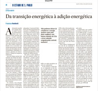 “Da transição energética à adição energética”, artigo de Francisco Rondinelli