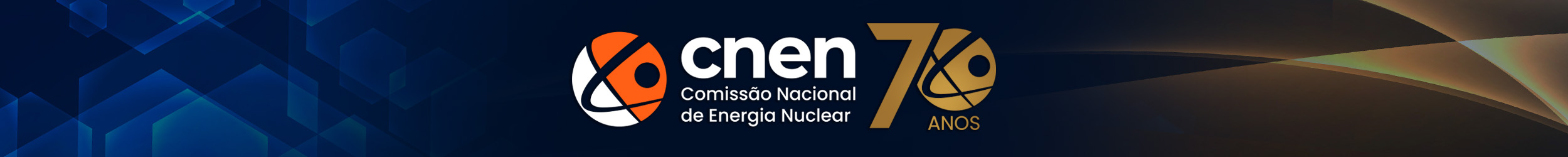Imagem comemorativa pelos 70 anos da CNEN, com logo comemorativo