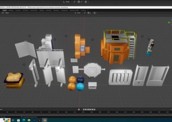 (a) Objetos modelados no Blender