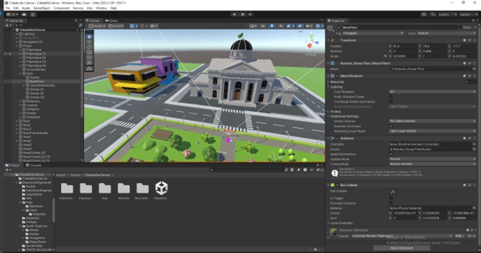A Cidade da Ciência sendo construída no software Unity 3D 