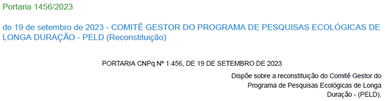 Portaria 1456/2023 - ComitÊ Gestor PELD