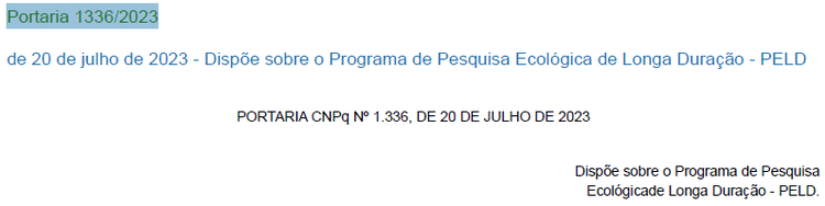 Portaria 1336 de 2023 - PELD