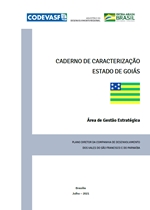Caderno de Caracterização do Estado de Goiás com capa institucional e bandeira.