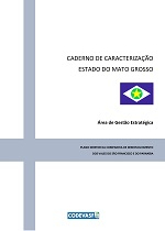 Caderno de Caracterização do Estado do Mato Grosso com capa institucional e bandeira.