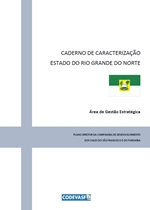 Caderno de Caracterização do Estado do Rio Grande do Norte com capa institucional e bandeira.
