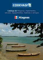 Catálogo Codevasf Alagoas com barcos em margem de lago.