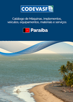 Catálogo Codevasf Paraíba com faixa litorânea e coqueiros.