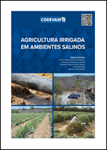 Agricultura irrigada em ambientes salinos com fotos de campo agrícola.