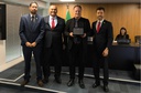 Da direita para esquerda: Marcus Vinicius Boente do Nascimento, presidente do conselho fiscal da Conab; Dirceu Martins Batista Junior, presidente do comitê de auditoria; Wilbur César Maciel, Auditor Chefe da Conab; Ronald da Silva Balbe, Secretário da Secretaria Federal de Controle Interno (SFC)