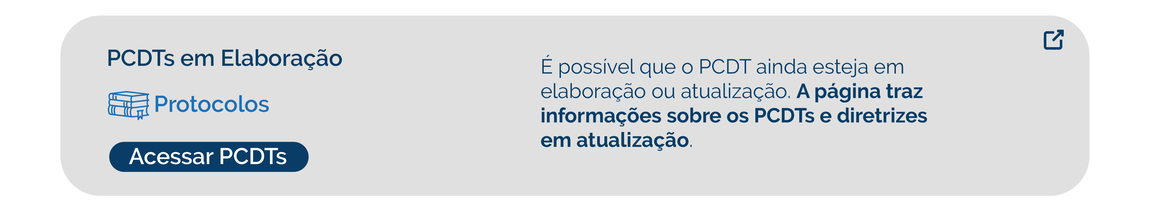 É possível que o PCDT ainda esteja em elaboração ou atualização. A página traz informações sobre os PCDTs e diretrizes em atualização.