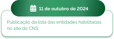 11 de outubro - Publicação da lista das entidades habilitadas no site do CNS.