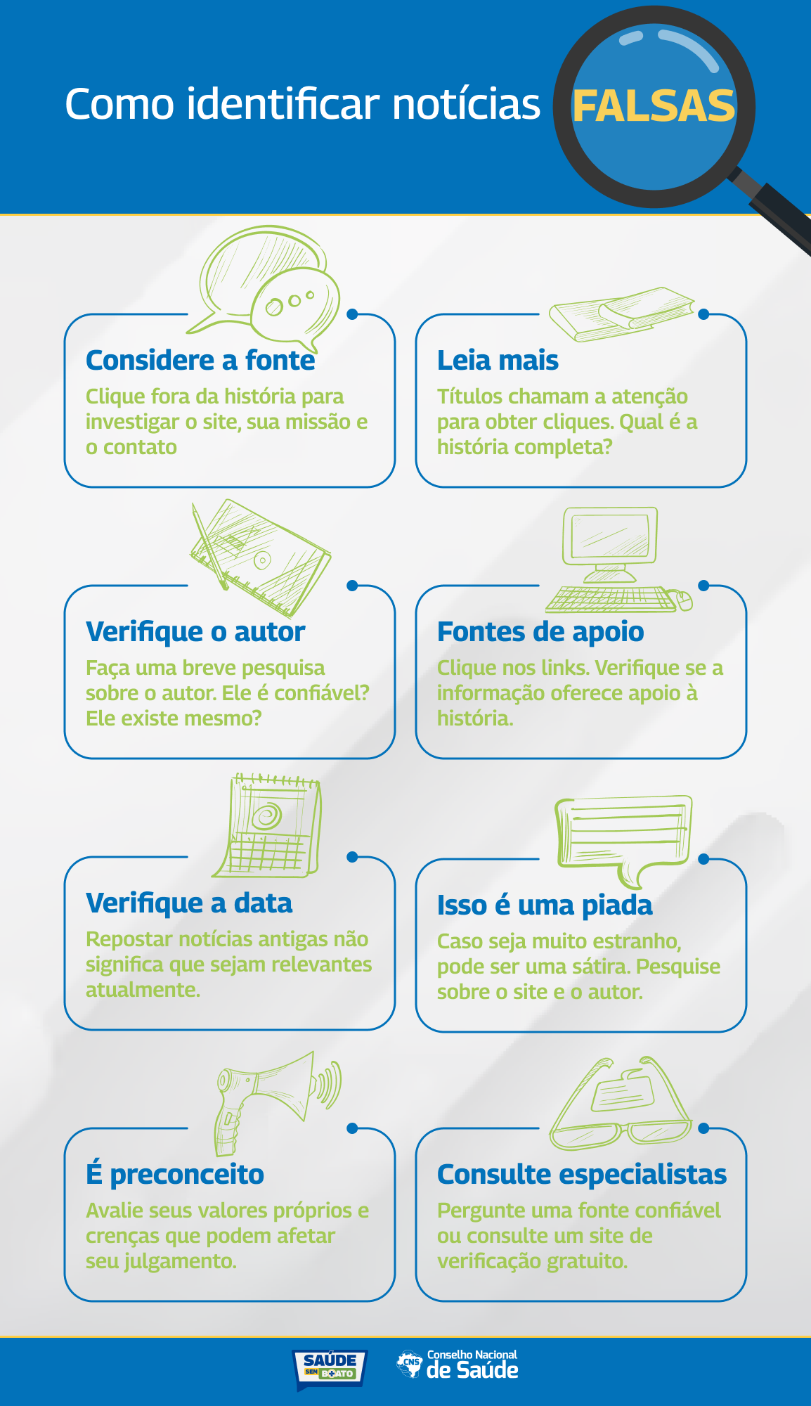 Panfleto como idenficar notícias falsas