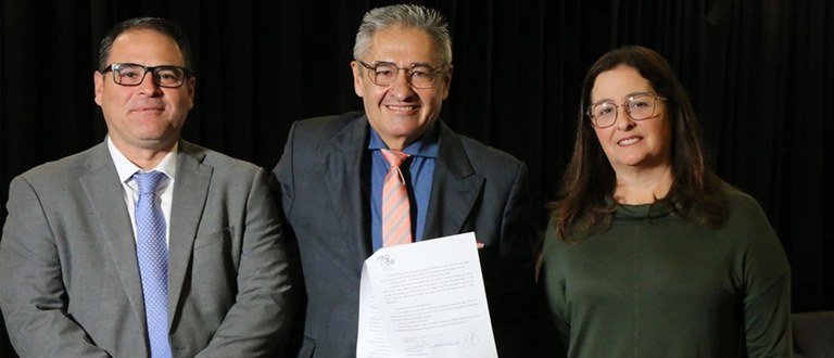 Corregedor-geral, Ricardo Wagner, conselheiro Aderson Flores e a chefe da Corregedoria do TCE/SC, Isabel Bacelar