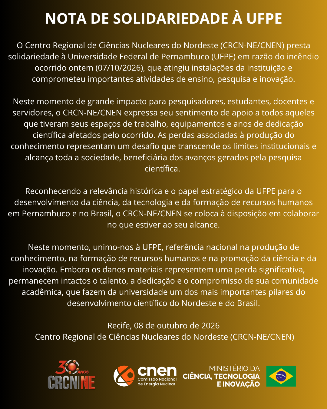 NOTA DE SOLIDARIEDADE À UFPE