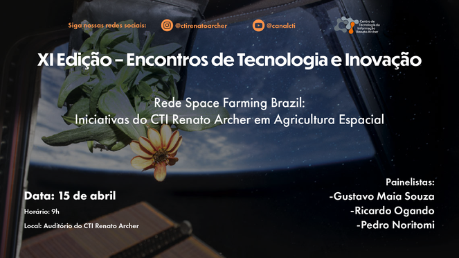 Convite para o Encontro de Tecnologia e Inovação de abril.
