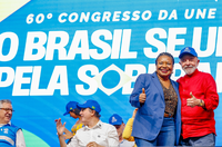 Com Lula, ministra da Cultura participa da abertura do 60º Congresso da UNE em Goiânia (GO)