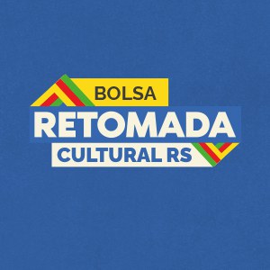 Banner azul escuro. Texto: Bolsa Retomada Cultural RS