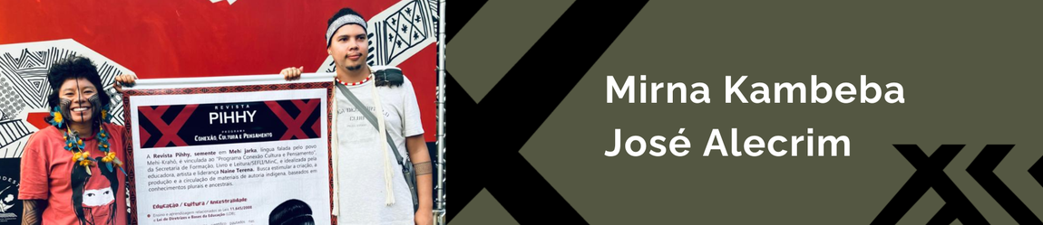 Banner com a imagem de Mirna Kambeba e José Alecrim