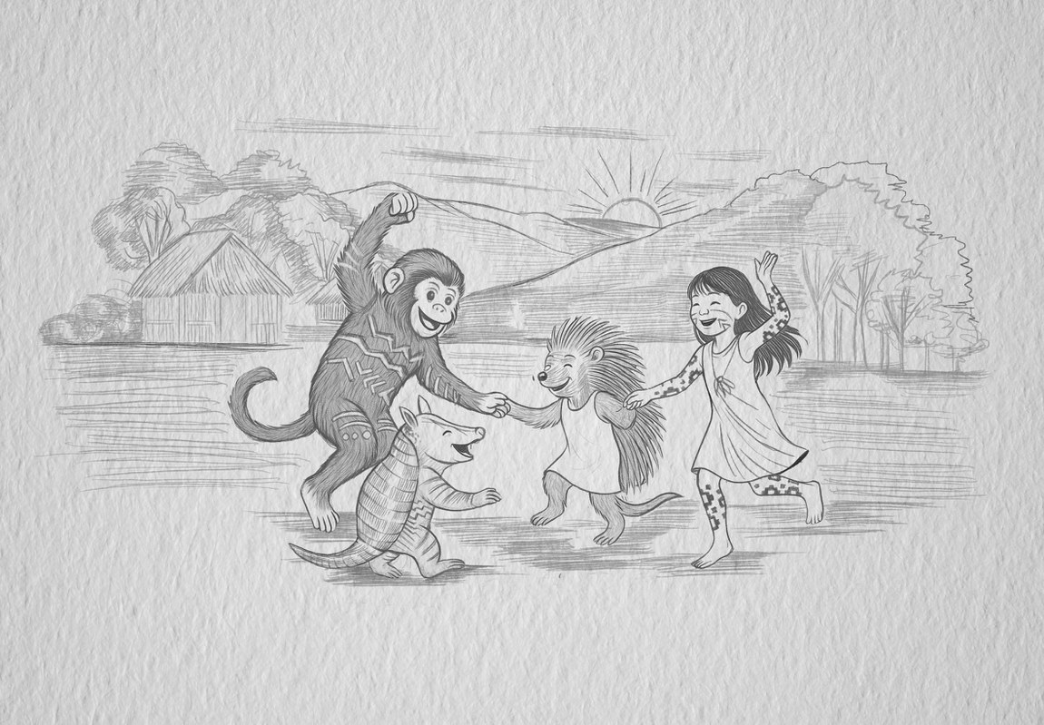 Ilustração Criança Vira Animais