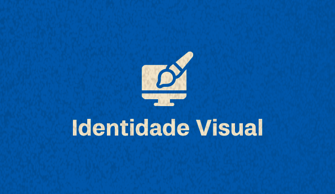 Imagem com o fundo azjul e o texto: identidade visual