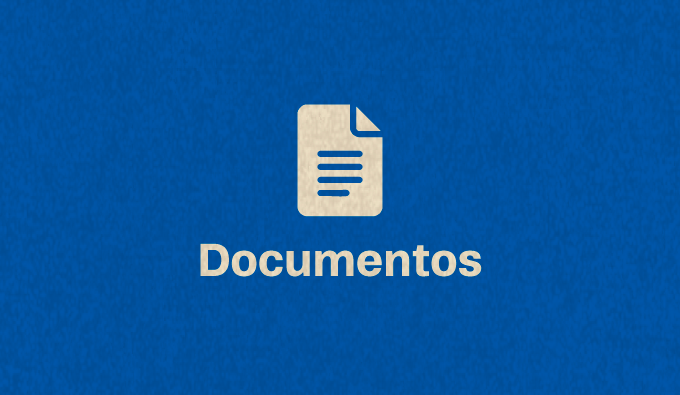 Imagem com o fundo azul e o texto Documentos