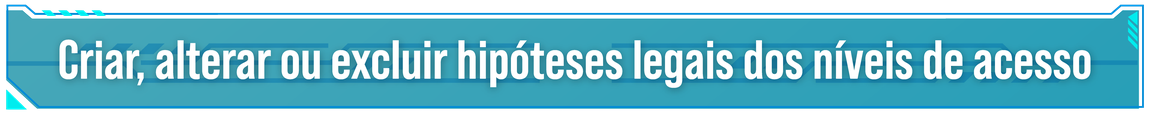 Criar, alterar ou excluir hipóteses legais dos níveis de acesso