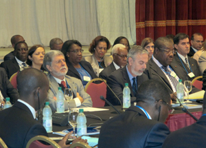 O ministro da Defesa, Celso Amorim, e o ministro das Relações Exteriores, Antônio Patriota, durante a VII Reunião Ministerial da Zopacas