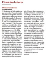 Carta ao Editor do Estadão sobre gastos com alimentação das Forças Armadas, publicada em 16 de fevereiro de 2021