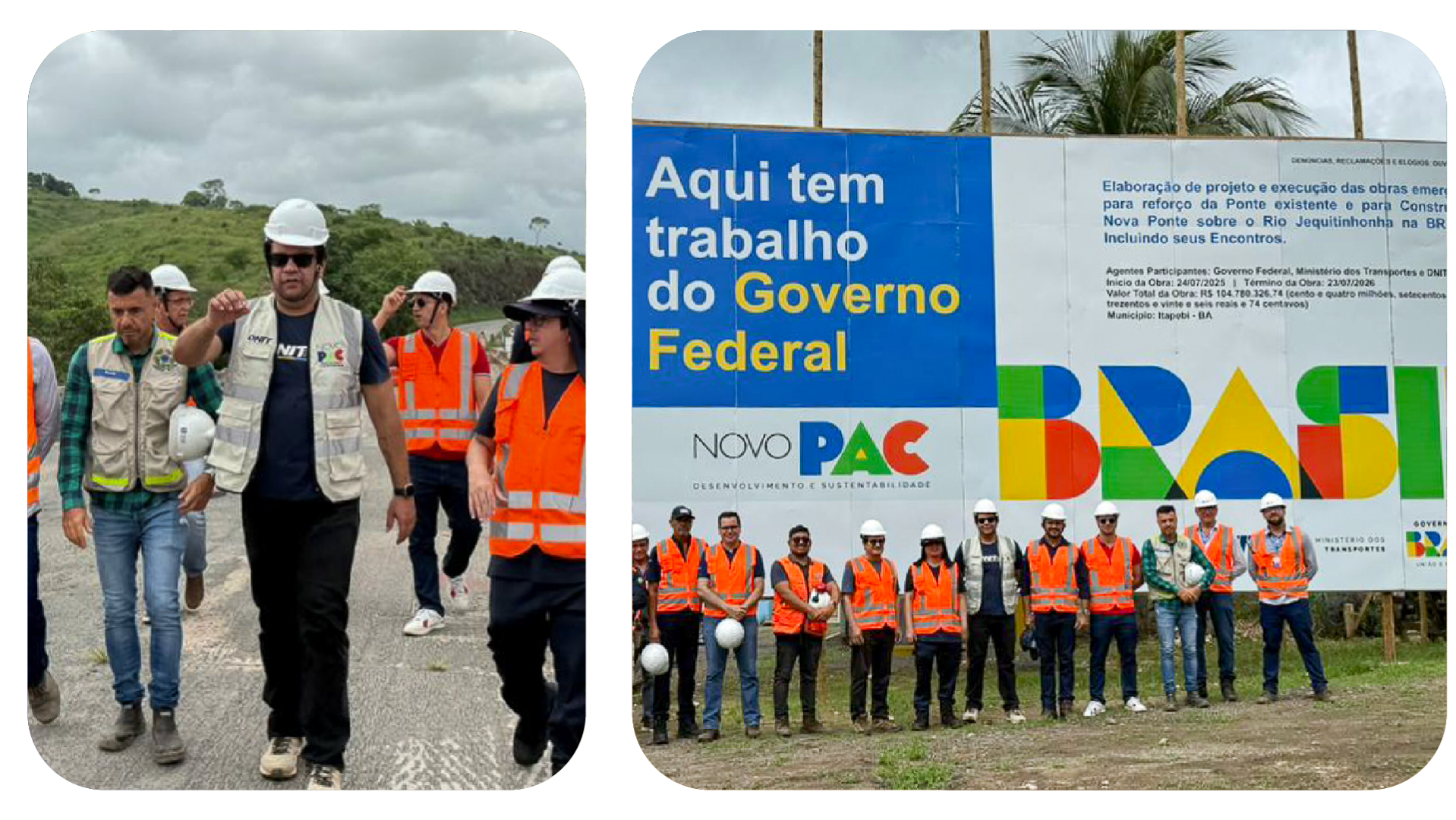 Além de acompanhar as obras de reforço da estrutura e as obras da nova ponte, a agenda incluiu inspeções em outros pontos da malha federal no estado