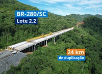 Em Santa Catarina, obras de duplicação da BR-280/SC avançam