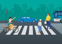 Veículos, ciclistas e pedestres no trânsito