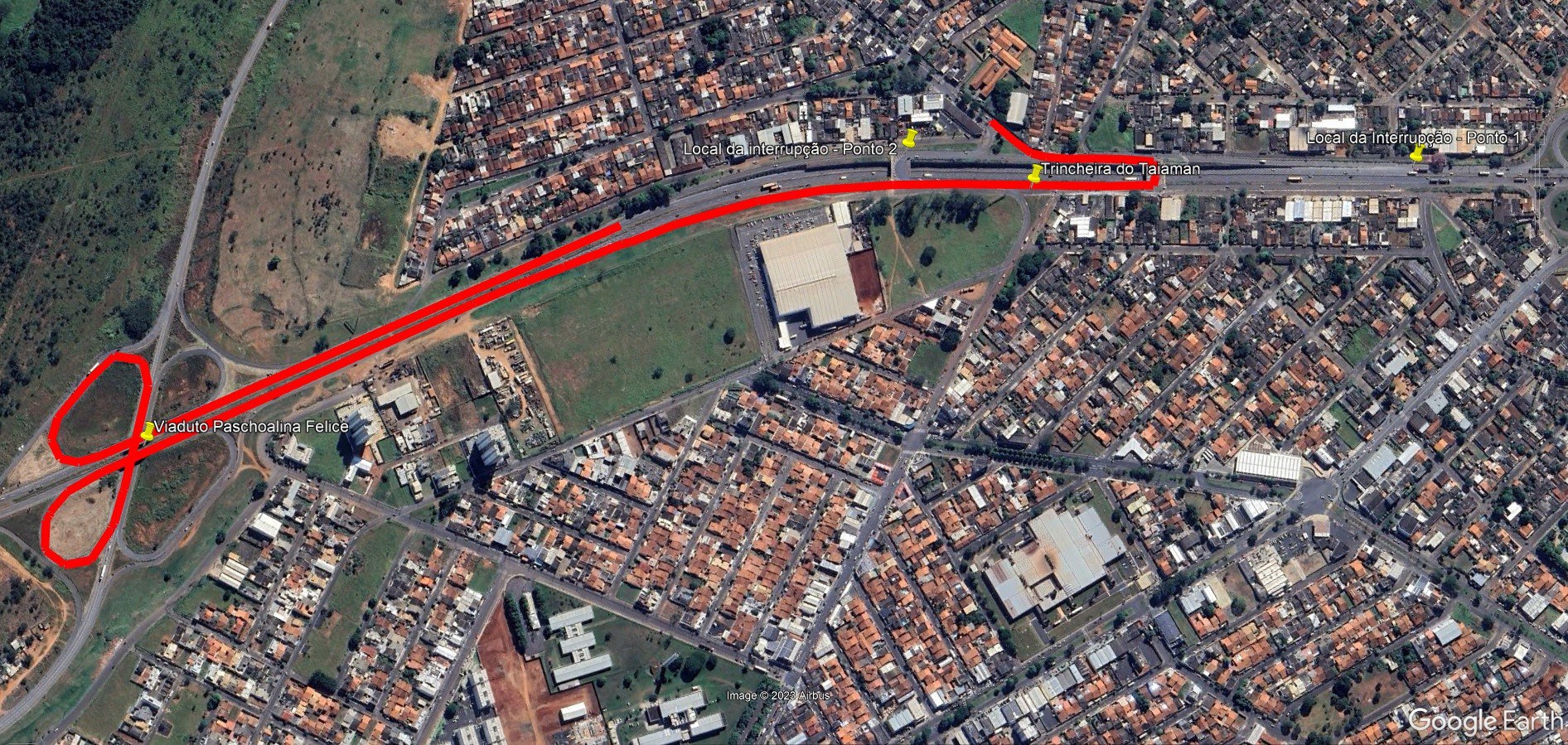 Imagem 2 condição de acesso ao bairro Taiaman entre 18-10-2023 e 21-10-2023 pelo viaduto Paschoalina Felice.jpg