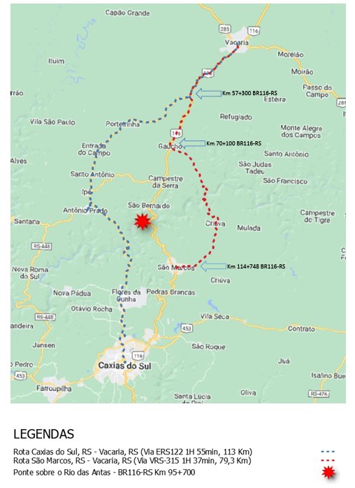 Rio das Antas, localizada no km 95,7 da BR-116/RS