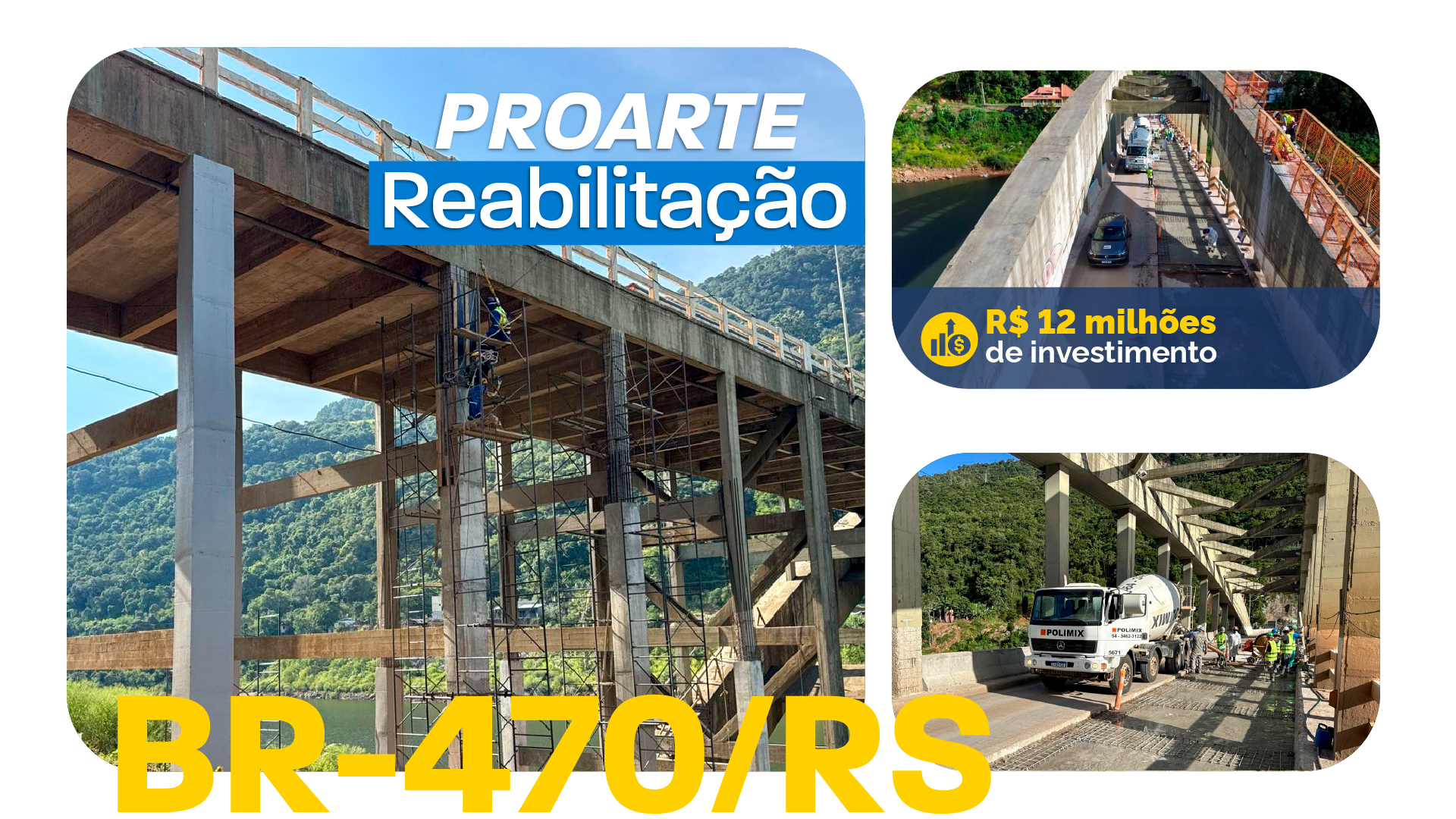 DNIT reforça elementos estruturais da Ponte Ernesto Dornelles na BR-470, no Rio Grande do Sul