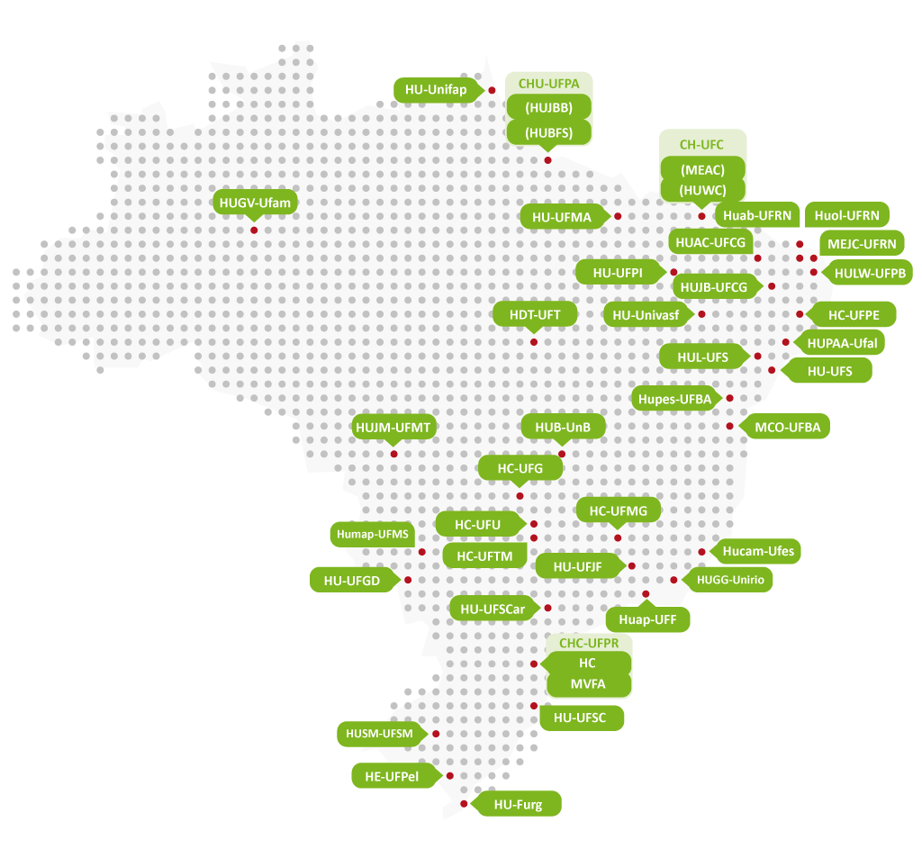 Mapa - AGHU Instalado nos Hospitais da Rede Ebserh 11-10-2022