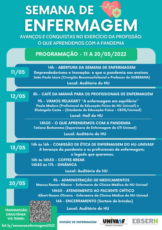 84ª Semana Brasileira de Enfermagem e I Jornada Científica de Enfermagem  acontecem no HU-Unifap — Empresa Brasileira de Serviços Hospitalares