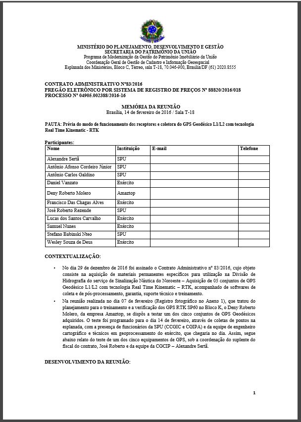 MEMÓRIA DA REUNIÃO 