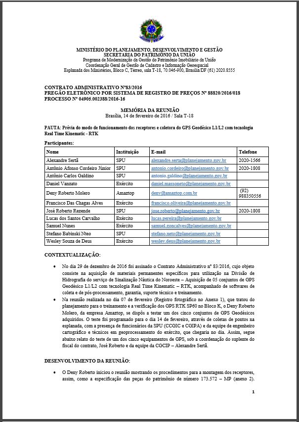 MEMÓRIA DA REUNIÃO 