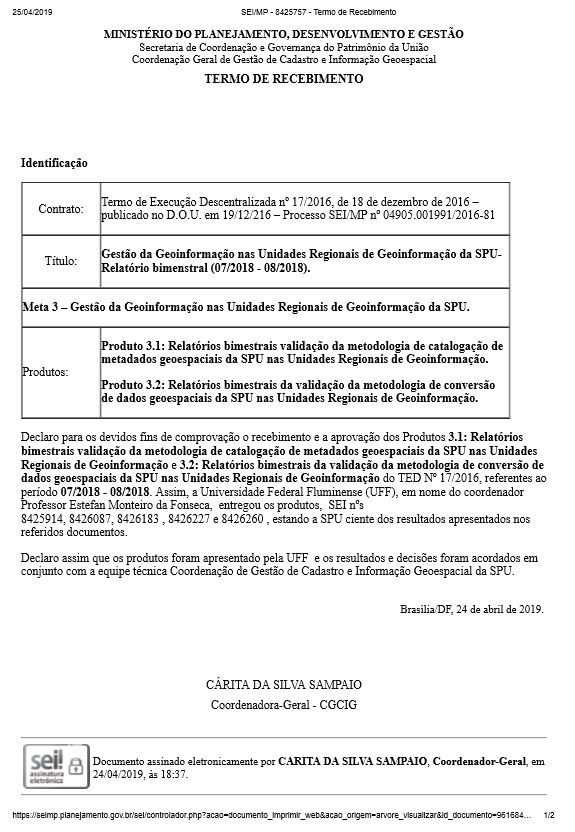 Termo de Recebimento - Relatório Bimestral 