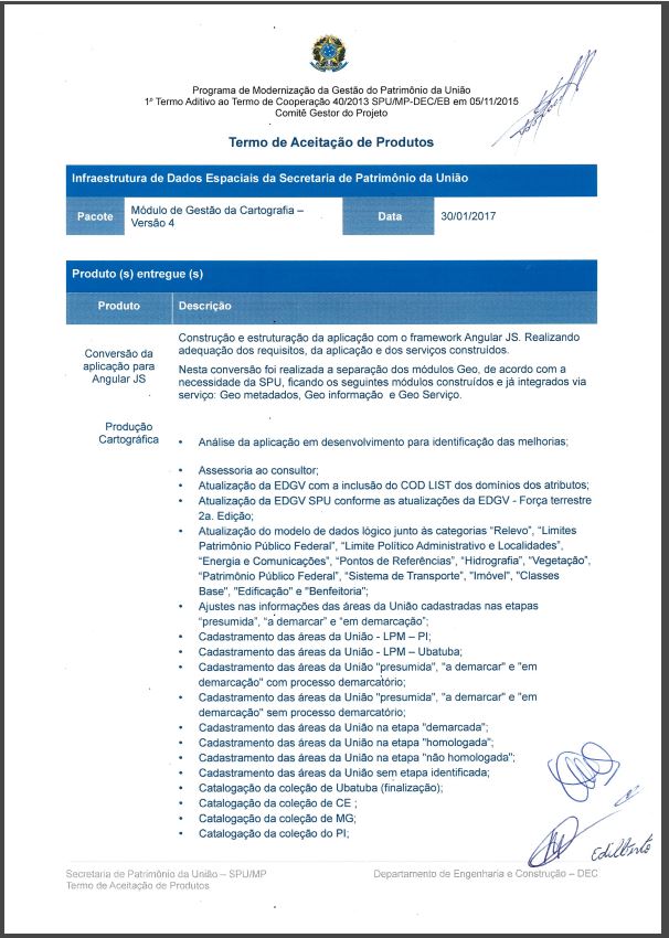 Termo de Aceitação de produtos 